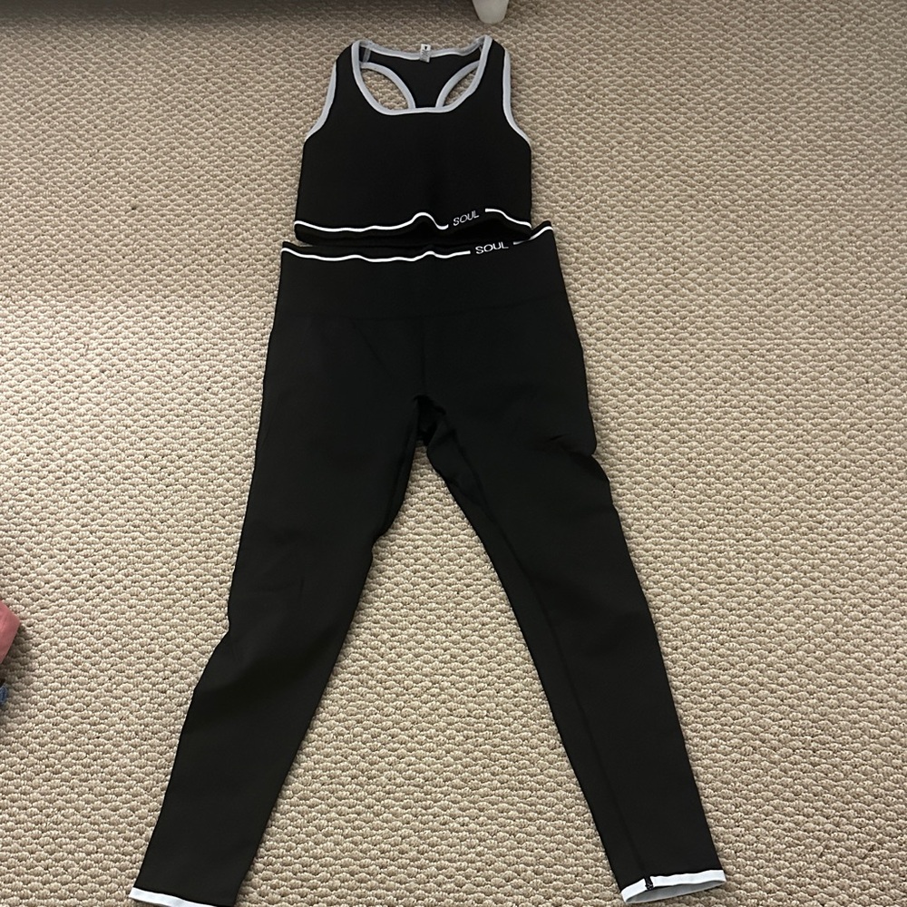 SoulCycle Black and White Activewear Set includes top and bottom